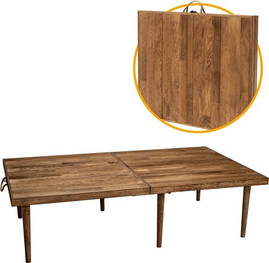 Rustiq inklapbare campingtafel - Klaptafel - Bohemian Picknicktafel - Vouwtafel – 70X120X35CM – 4 personen – Dennenhout - Walnoot