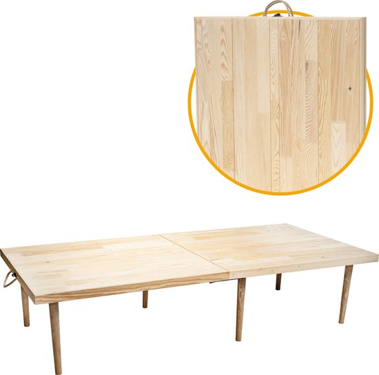 Rustiq inklapbare campingtafel - Klaptafel - Bohemian Picknicktafel - Vouwtafel – 70X150X35CM – 6 personen – Dennenhout van Merkloos