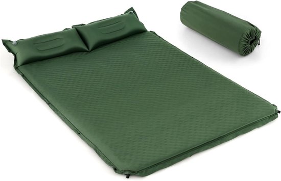 RUX® Veldbed 2 Personen - Veldbed - Veldbed met Matras - Groen - 185cm x 130cm x 3cm van Merkloos