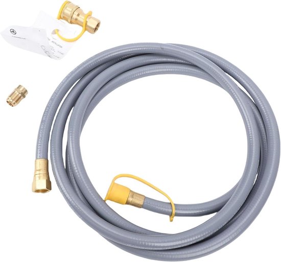 RV Gasslang Set - Gasconversie Kit - Buiten Koken - Snelkoppel Systeem - 12 Voet Lengte - Zwart