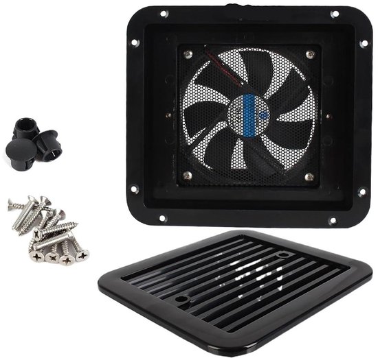RV Koelkast Ventilatie - Ventilator Uitlaat Camper - Koel Houden - Weerbestendig Plastic - 12V - Zwart