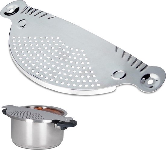 RVS Afgiethulp - Vergiet Pan - Koken Vereenvoudigen - Met Handvatten - 26cm - Zilver