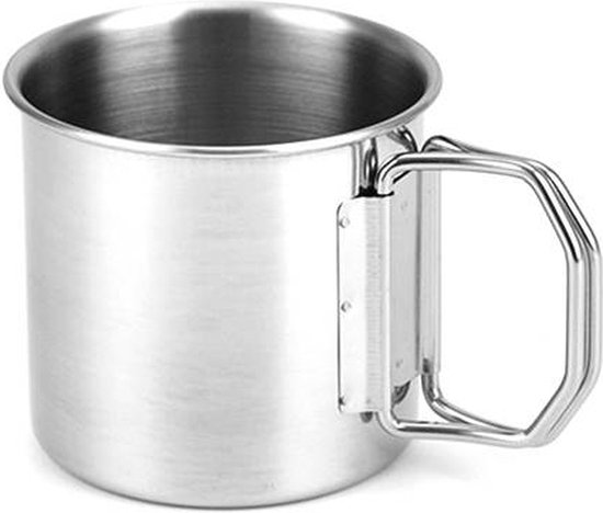 RVS beker - Mok - 250ml - Roestvast staal - Outdoor - Survival - Inklapbaar - Hiking & Wandelen van Merkloos