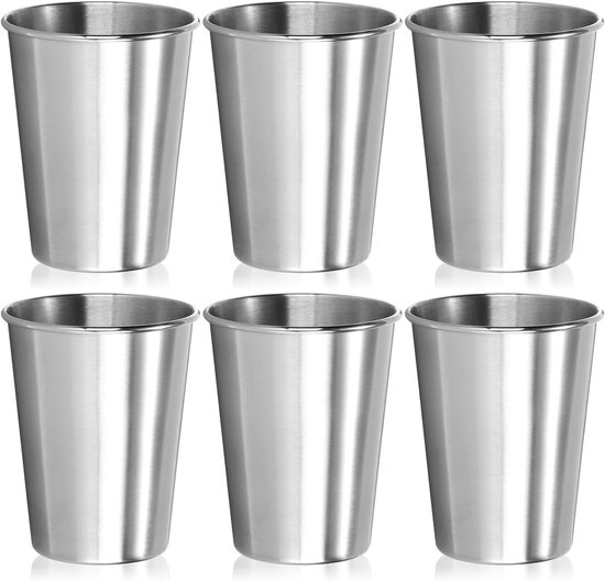 RVS Bekers - Drinkbekers Staal - Kamperen en Reizen - Onbreekbaar en BPA-vrij - 260 ml 6 stuks - Zilver