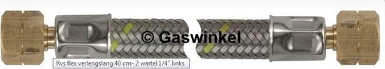Rvs gevlochten gasslang 1/4 L x 1/4 L - 60 cm