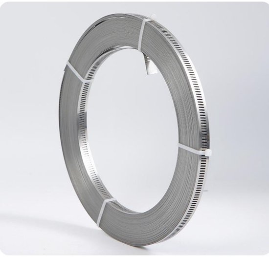 RVS slangklem - 304 spiraal slangklem - verstelbare slangklem - slangklem voor koelers, auto's, leidingen - één stuk - 3 meter - 8 klemmen van Merkloos