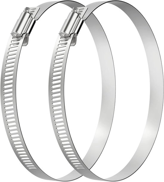 RVS Slangklemmen 125 mm - 2 Stuks, Spanning Bereik 118-140 mm voor Afvoer- en Ventilator Slangen, Ideaal voor VMC en Afzuigkappen