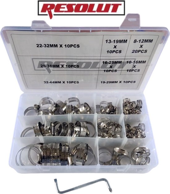 RVS Slangklemmen assortiment 91-delig van rvs
