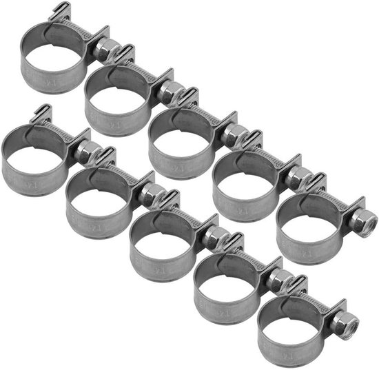 RVS Slangklemmen Set van 10 Stuks voor Brandstofslangen en Waterleidingen 14-16mm