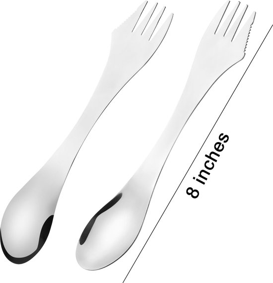 RVS Spork - Outdoor Mes, Lepel, Vork - Survival Kit - Camping Bestek - Zakformaat van Gebu.