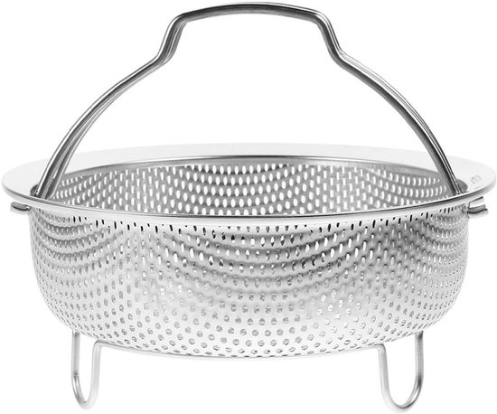 RVS Stoommandje - Keuken Zeef Vergiet - Groenten Fruit Wassen - Verstevigd Ontwerp - 22 cm - Zilver