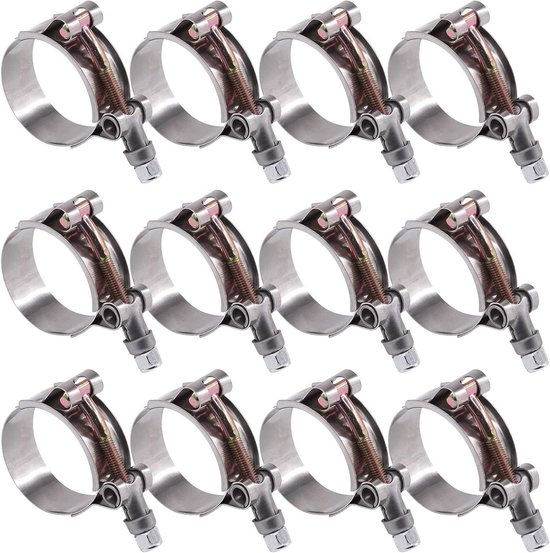 RVS T-bout slangklemmen set - 12 stuks, 41-46mm, voor turbo inlaat en intercooler van Merkloos
