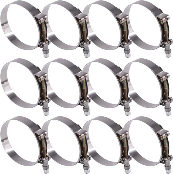 RVS T-Bout Slangklemmen Set van 12 stuks - Voor Turbo Inlaat en Intercooler - Universele Montage met Bevestiging - Duurzame Materialen van Merkloos