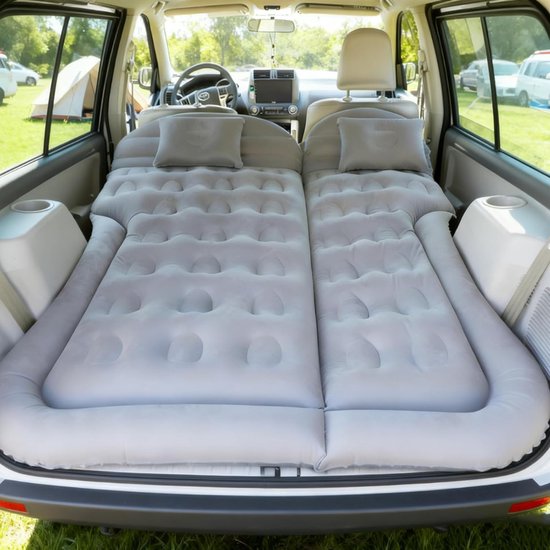 RVV® Auto Matras - Auto Luchtbed - Opblaasbed Auto - met Luchtpomp Lichtgrijs 170cm x 130cm x 12cm van Merkloos