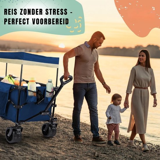 RWB® Bolderkap Opvouwbaar Luchtbanden - Bolderkar - Bolderkar Opvouwbaar - 150 kg - met Dak - blauw - ‎90cm x 50cm x 100cm van RWB®