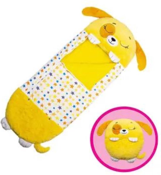 RyC Toys gele hond kinderen slaapzak -170 cms |slaapzak junior| Children Sleeping Bag | kinderen slaapzak | Super Soft 2 in 1 Fun Pillow &Sleepy for Boys | honden slaapzak | zachte slaapzak | knuffel slaapzak | 2 in 1 slaapzak | kinderen van Merkloos