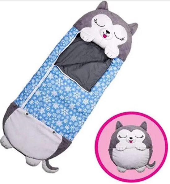 RyC Toys grijze kat slaapzak -150 cms | kinderslaapzak | slaapzak junior | Children Sleeping Bag | Super Soft 2 in 1 Fun Pillow &Sleepy for Boys | kat slaapzak | zachte slaapzak | knuffel slaapzak | 2 in 1 slaapzak | kinderen van RyC Toys