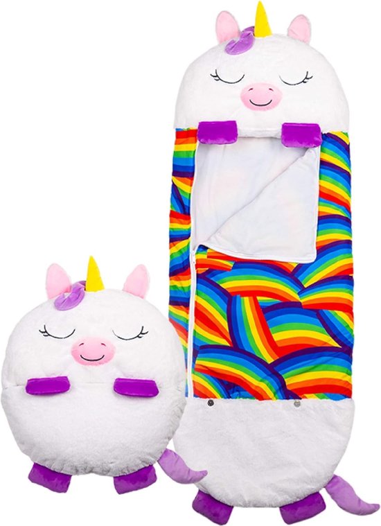 RyC Toys Witte Unicorn slaapzak -150 cms - kinderslaapzak - slaapzak junior - Children Sleeping Bag - Super Soft 2 in 1 Fun Pillow &Sleepy for Boys - unicorn slaapzak - zachte slaapzak - knuffel slaapzak - 2 in 1 slaapzak - kinderen van Merkloos