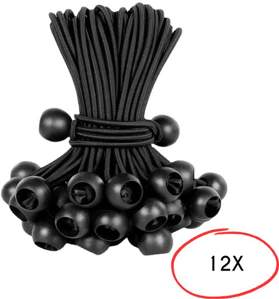 S4D® - Spanelastiek - Spanrubbers - Tentspanners Met Bal - Spanner Elastiek Met Bal - Set van 12 STUKS ! - Multifunctioneel van S4D