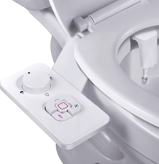 SAMODRA Bidet opzetstuk, niet-elektrisch bidet toiletopzetstuk met intrekbare zelfreinigende dubbele sproeiers, voor- en achterreiniging, instelbare drukschakelaar voor koud water van $