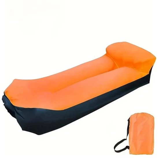 SanaVida - Opblaasbaar Luchtbed - Campingmatras - Slaapmat - Reisbed - Zelfvullend - Inclusief Draagtas - Oranje - 70x52x180 cm