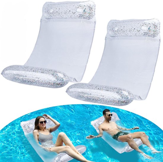 Sander Shop Luchtmatras, voor zwembad, opblaasbare waterhangmat voor volwassenen, 3-in-1 waterhangmat, loungestoel, zwembad, lounge, luchtmatras, waterhangmat, zwembadluchtmatras