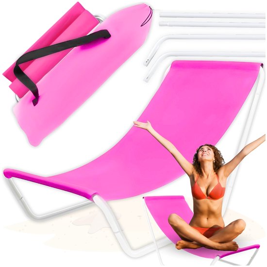 Sandos Akala Serie - Roze Strandstoel - Opvouwbaar - Lichtgewicht - Met Draagtas