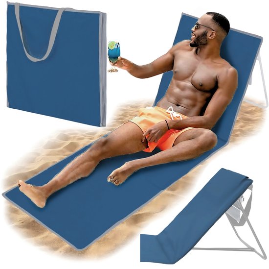 Sandos - Plażowy Leżak - Denim - Składany - Lekki - Poduszka van Sandos