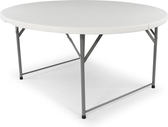Sannaila Inklapbare Tafel rond – Vouwtafel - Klaptafel - Plooitafel - Opvouwbare ronde tuin tafel - 122x74 cm - Wit