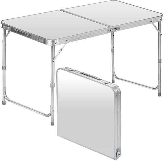Sannaila Opvouwbare Campingtafel – Aluminium – Verstelbaar in Hoogte – 120 × 60 cm – Met Handgreep van Merkloos