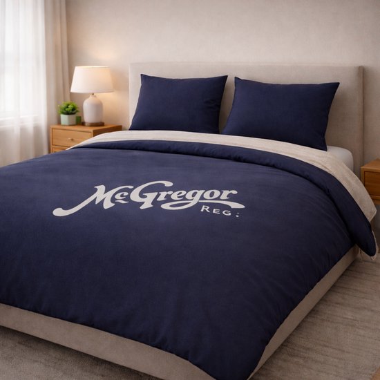 Saphira EXCLUSIVE Dekbedovertrek – Dubbelzijdig Donkerblauw en Taupe – 140x200/220 cm – Eenpersoons – Inclusief 1 Kussensloop 60x70 cm – Premium Katoen van Merkloos