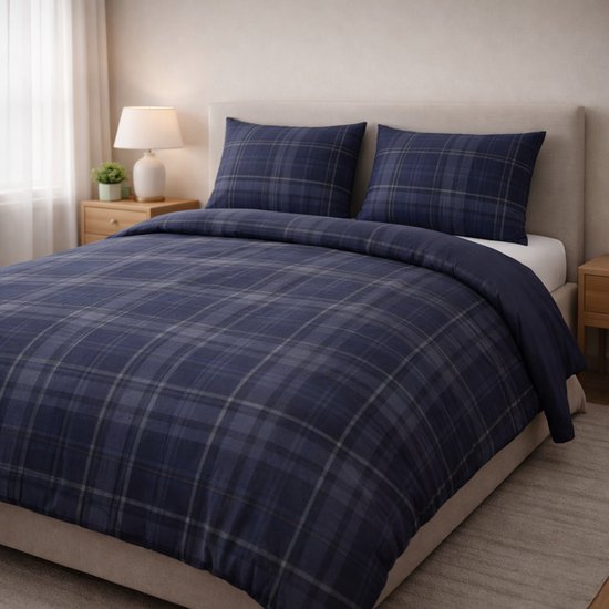 Saphira EXCLUSIVE Dekbedovertrek – Geruit Blauw – 240x200/220 cm – Lits-jumeaux – Inclusief 2 Kussenslopen 60x70 cm – Premium Katoen van Merkloos