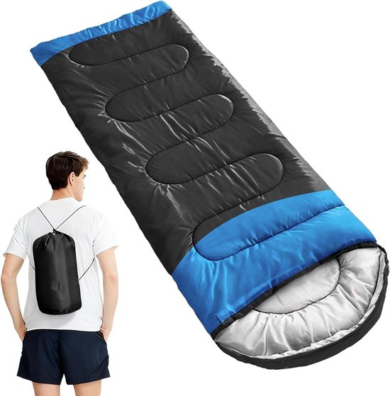 Sarcofaag slaapzak - Warme slaapzak - Outdoor kamperen - Variabele weerbestendigheid - Compact draagbaar - Blauw Zwart