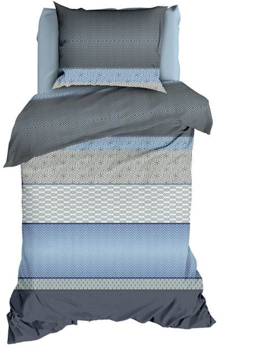 Satin d'Or Maddox Dekbedovertrek - Eenpersoons - 140x200/220 cm - Blauw
