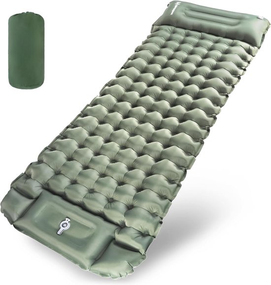 SAVI® Luchtbed met Ingebouwde Pomp - Luchtbed met Pomp - Luchtbed - 8cm Dik - Groen - ‎200cm x 70cm x 10cm van Merkloos