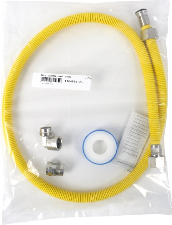 Scanpart gasslang aansluitset 120 centimeter - Geschikt voor inbouwapparaten - Flexibel - RVS - NL van Merkloos