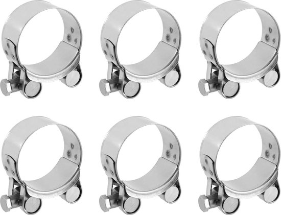 Scharnierboutklemmen roestvrij staal 44-47mm - uitlaatklem slangklem - motorfiets turbo-uitlaatband - smalle band - uitlaatklemmen - 6 stuks van Schar