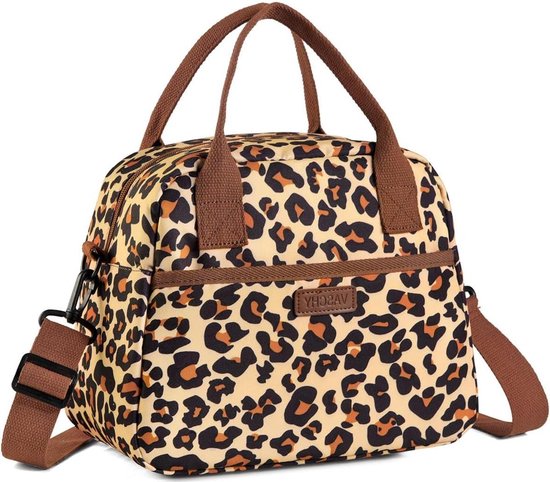 Schattige Herbruikbare Lunchtas Tienermeisjes - Geïsoleerde Lunchbox-Tas Voor Dames - Luipaardprint Portable Lunch Bag van Merkloos