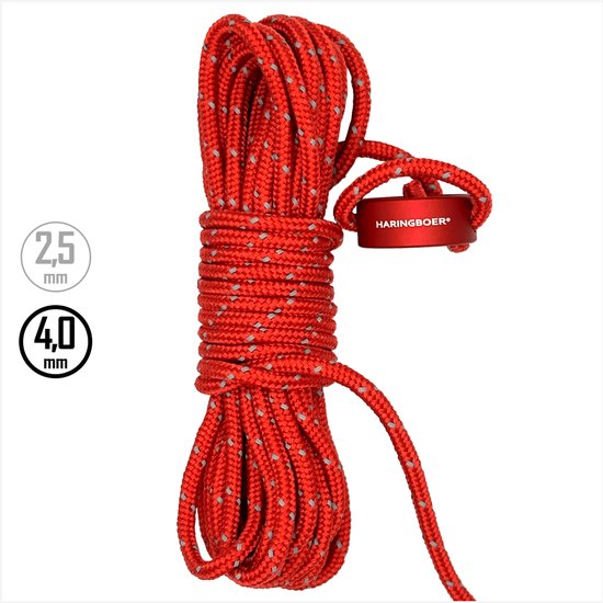 Scheerlijnen Reflecterend 5 m (4,0 mm) - 8x Scheerlijn voor Tent met Aluminium Spanners - Haringboer®