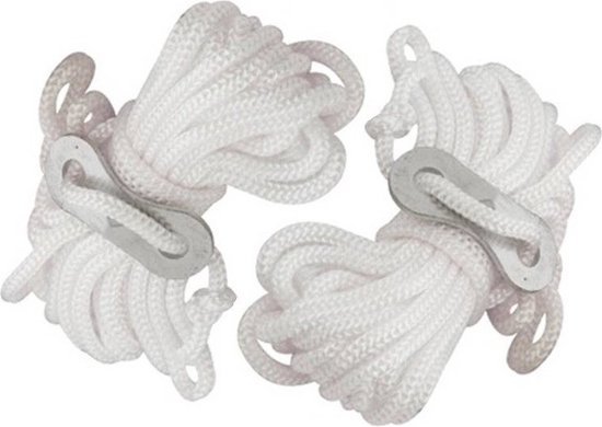 Scheerlijnen/tent haringen touw met gatspanners - set 4x stuks - wit - 3,5 meter van $