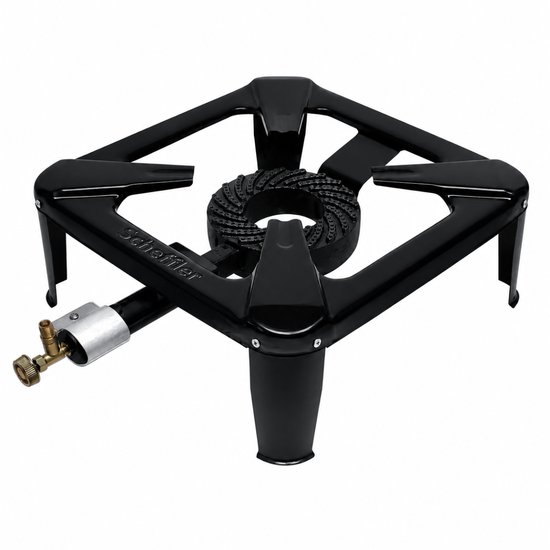 Scheffler ijzeren Gasbrander 30x30 cm - Krachtige Campingbrander met Verstelbare Vlamregeling, Robuust Gietijzer, Hoge Warmteopbrengst, Stabiele Pansteun, Geschikt voor Wok, Paella, Buitenkeuken, Catering en Outdoor Koken, Professionele Kwaliteit