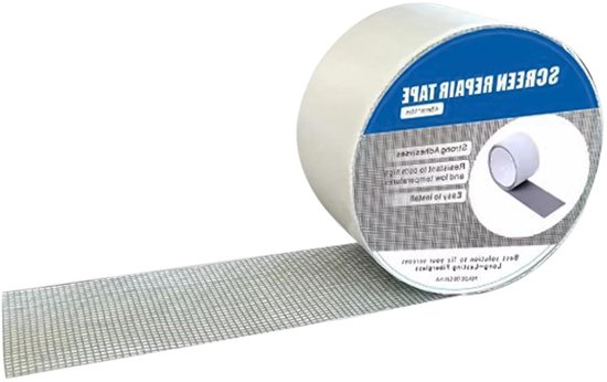 Scherm Reparatie Tape - Glasvezel Patch - Gaten Dichten - Waterdicht en UV-bestendig - 4.8x100 cm - Grijs