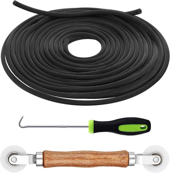 Schermreparatieset - Raamscherm Gereedschap - Schermen Monteren - 3-in-1 Kit - 10 meter spline - Zwart van Merkloos