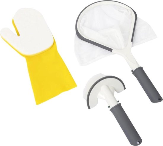 Schoonmaakset Lay-Z-Spa - 3 Stuks - Schepnet - Schoonmaakborstel - Schrobwant - Meerkleuren van Schoon