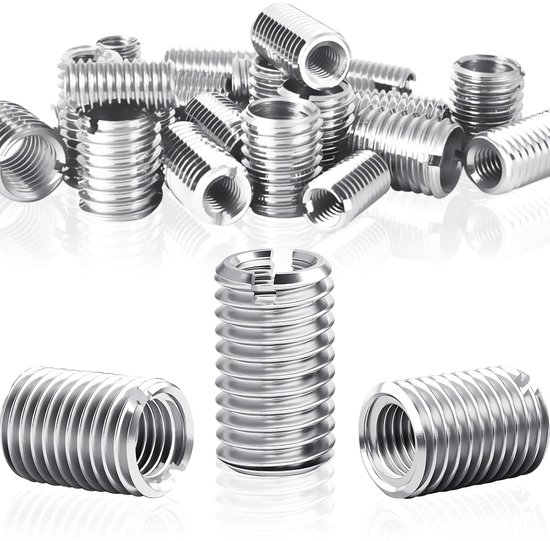 Schraefdraadinzet M8 en M6 x 15 mm, 24 stuks adapter, roestvrij stalen huls, reparatie- en montageadapter M8 naar M6