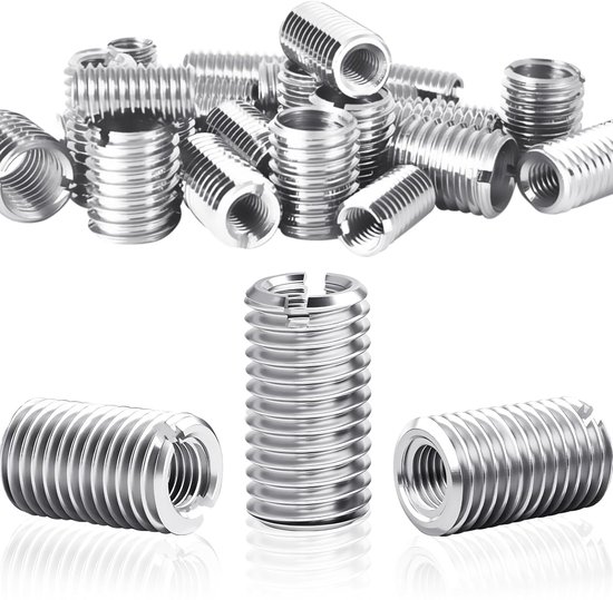Schroefdraadinzet M10 op M8 x 20 mm, 24 stuks schroefadapter M10 m8, roestvrij stalen schroefdraadhuls, adapter voor schroefverbindingen, reduceermof M10 naar m8 adapter, reparatie, montage