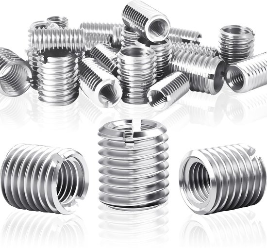 Schroefdraadinzetstuk M12 naar M10 x 15 mm, 24 stuks schroefdraadadapters M12 M10, schroefdraadhuls roestvrij staal, adapter voor schroefverbindingen, verloophuls M12 naar M10, adapter