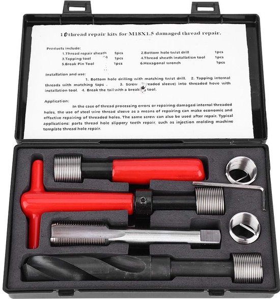Schroefdraadreparatieset Roestvrij Staal Spiraalboorsleutel Schroefdraadinzet voor Auto