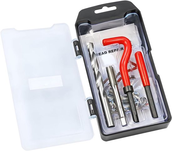 Schroefdraadreparatieset, schroefdraadreparatie M9 X1,25, schroefdraadreparatieset voor schroefspoel, schroefdraadreparatiegereedschap voor autoschroefdraad, 15 stuks