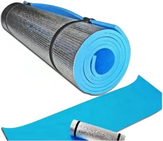 Schuimrolmat - Slaapmat Kampeer - Buiten slapen - Geïsoleerd met folie - 180 x 60 cm - Blauw van Merkloos